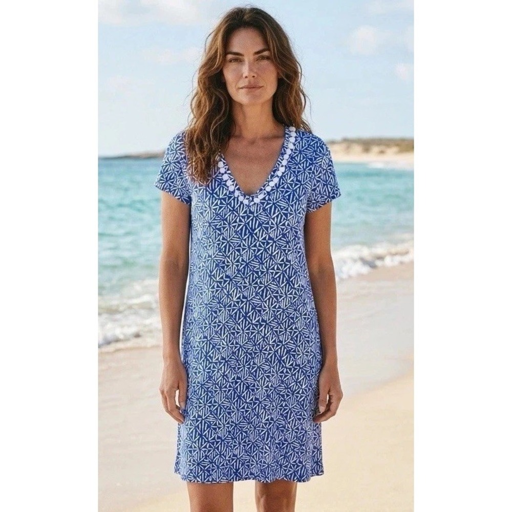 Lilly Pulitzer Size Small S Etta Dress Corsica Blue Resort‎ White Easy Peasy